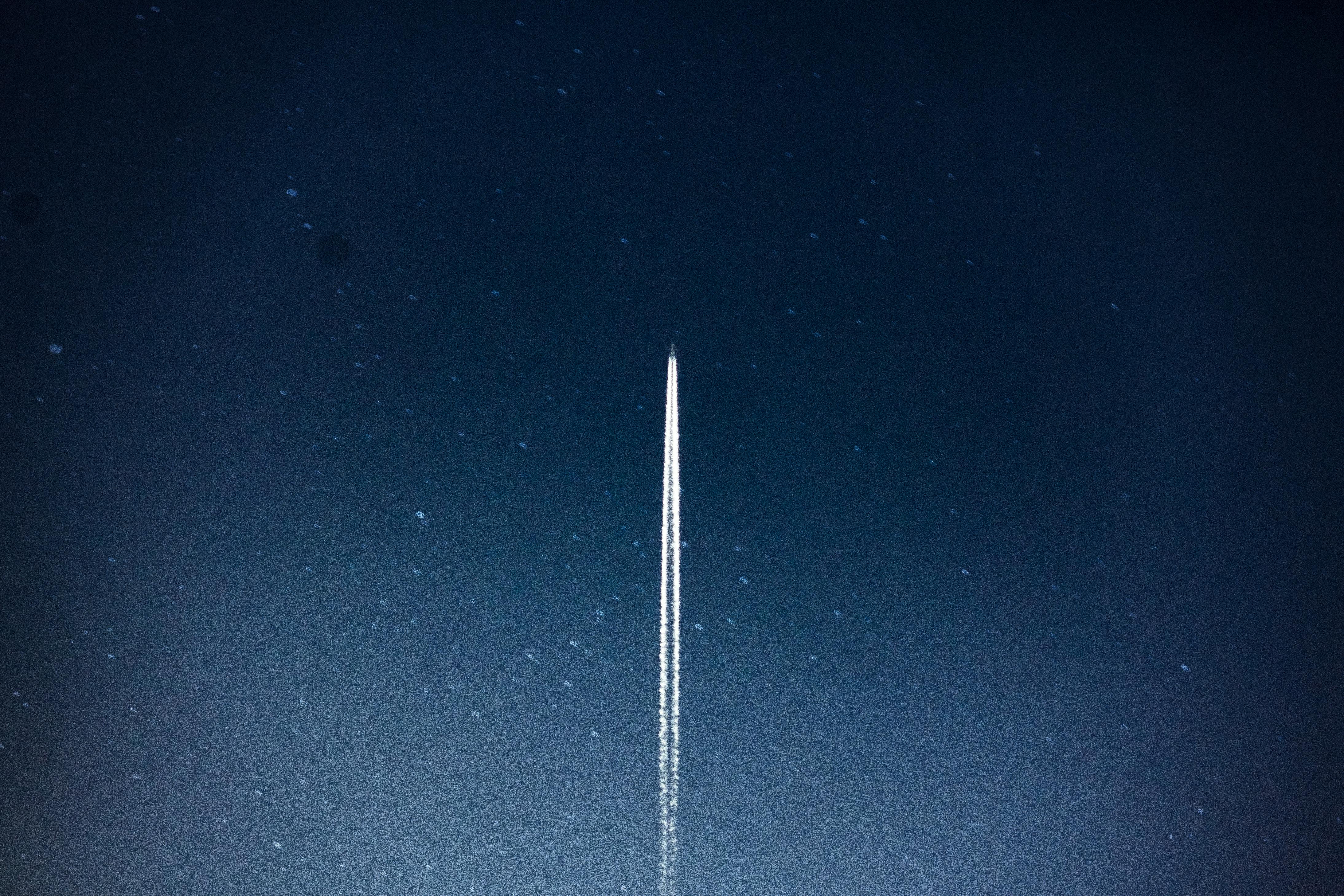 Rocket trail in night sky